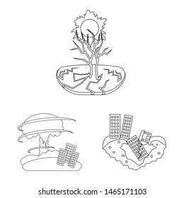Vector design of cataclysm and disaster symbol. Collection of cataclysm and apocalypse stock symbol for web.