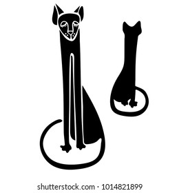 Vector design with cats. Executed in black and white style.
Can be used for printing on paper, stickers, badges, bijouterie, in textiles.