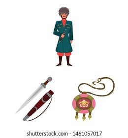 Vector design of Caucasus and traditions sign. Set of Caucasus and attributes vector icon for stock.