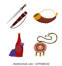 Vector design of Caucasus and traditions symbol. Collection of Caucasus and attributes stock vector illustration.