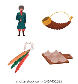 Vector design of Caucasus and traditions symbol. Set of Caucasus and attributes vector icon for stock.