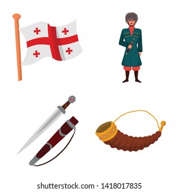 Vector design of Caucasus and traditions symbol. Set of Caucasus and attributes vector icon for stock.