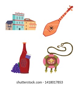 Vector design of Caucasus and traditions symbol. Set of Caucasus and attributes stock vector illustration.