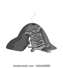 Vector design of cave and primeval symbol. Set of cave and campfire stock symbol for web.