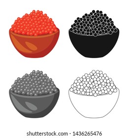 Vector design of caviar and red logo. Set of caviar and fish vector icon for stock.