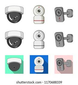 Vector design of cctv and camera icon. Set of cctv and system vector icon for stock.