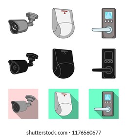Vector design of cctv and camera icon. Set of cctv and system stock symbol for web.