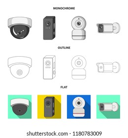Vector design of cctv and camera icon. Set of cctv and system vector icon for stock.