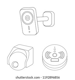 Vector design of cctv and camera icon. Set of cctv and system stock vector illustration.