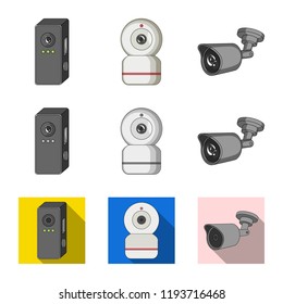 Vector design of cctv and camera icon. Collection of cctv and system stock vector illustration.