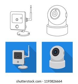 Vector design of cctv and camera icon. Set of cctv and system vector icon for stock.