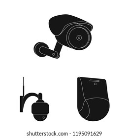 Vector design of cctv and camera icon. Set of cctv and system vector icon for stock.