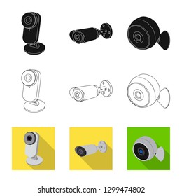 Vector design of cctv and camera icon. Collection of cctv and system stock vector illustration.