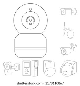 Vector design of cctv and camera logo. Set of cctv and system stock vector illustration.