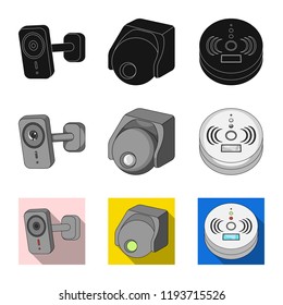 Vector design of cctv and camera logo. Collection of cctv and system stock symbol for web.
