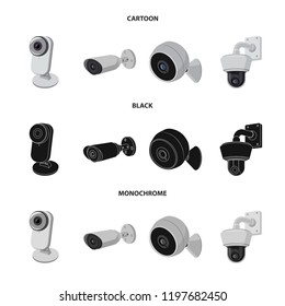 Vector design of cctv and camera logo. Collection of cctv and system stock symbol for web.