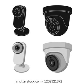 Vector design of cctv and camera logo. Collection of cctv and system stock symbol for web.