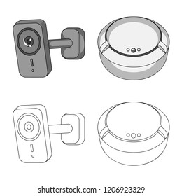 Vector design of cctv and camera logo. Collection of cctv and system stock symbol for web.