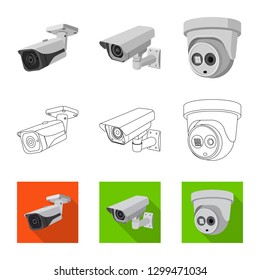 Vector design of cctv and camera logo. Collection of cctv and system stock symbol for web.