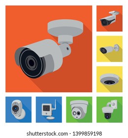 Vector design of cctv and camera logo. Collection of cctv and system stock symbol for web.