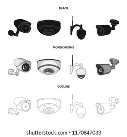 Vector design of cctv and camera sign. Set of cctv and system vector icon for stock.