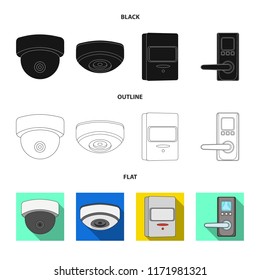 Vector design of cctv and camera sign. Set of cctv and system stock symbol for web.