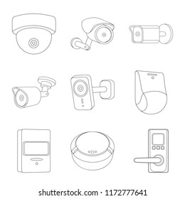 Vector design of cctv and camera sign. Set of cctv and system vector icon for stock.