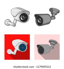 Vector design of cctv and camera sign. Collection of cctv and system stock symbol for web.