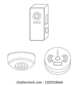 Vector design of cctv and camera sign. Set of cctv and system stock vector illustration.