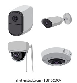 Vector design of cctv and camera sign. Set of cctv and system stock symbol for web.