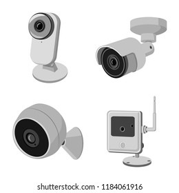 Vector design of cctv and camera sign. Collection of cctv and system stock vector illustration.