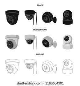 Vector design of cctv and camera sign. Collection of cctv and system vector icon for stock.