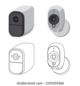 Vector design of cctv and camera sign. Set of cctv and system stock symbol for web.