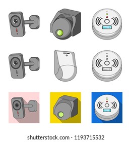 Vector design of cctv and camera sign. Collection of cctv and system stock symbol for web.