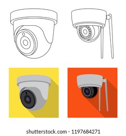 Vector design of cctv and camera sign. Collection of cctv and system stock symbol for web.