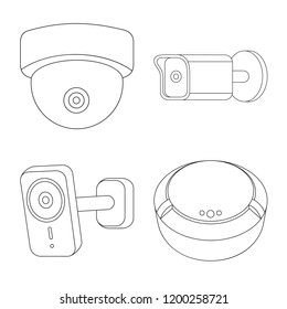 Vector design of cctv and camera sign. Set of cctv and system stock vector illustration.
