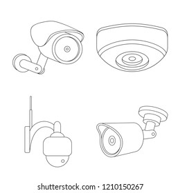 Vector design of cctv and camera sign. Collection of cctv and system stock vector illustration.