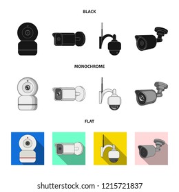 Vector design of cctv and camera sign. Set of cctv and system vector icon for stock.