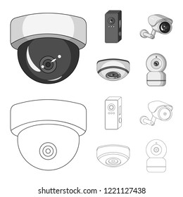 Vector design of cctv and camera sign. Set of cctv and system stock vector illustration.