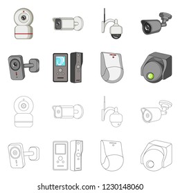 Vector design of cctv and camera sign. Collection of cctv and system vector icon for stock.