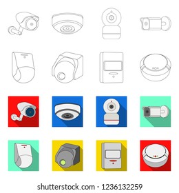 Vector design of cctv and camera sign. Set of cctv and system vector icon for stock.