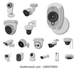 Vector design of cctv and camera sign. Collection of cctv and system vector icon for stock.