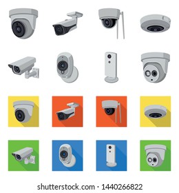 Vector design of cctv and camera sign. Set of cctv and system vector icon for stock.