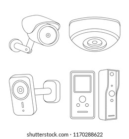 Vector design of cctv and camera symbol. Collection of cctv and system stock vector illustration.