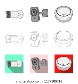 Vector design of cctv and camera symbol. Set of cctv and system stock vector illustration.