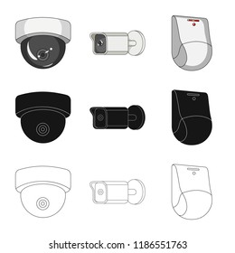 Vector design of cctv and camera symbol. Collection of cctv and system vector icon for stock.