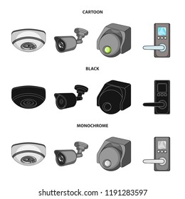 Vector design of cctv and camera symbol. Set of cctv and system stock vector illustration.
