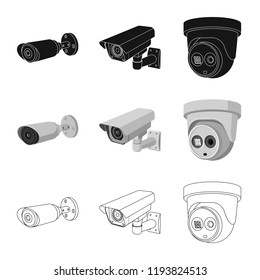 Vector design of cctv and camera symbol. Set of cctv and system stock symbol for web.