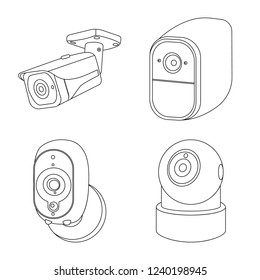 Vector design of cctv and camera symbol. Set of cctv and system vector icon for stock.