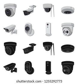 Vector design of cctv and camera symbol. Collection of cctv and system stock vector illustration.